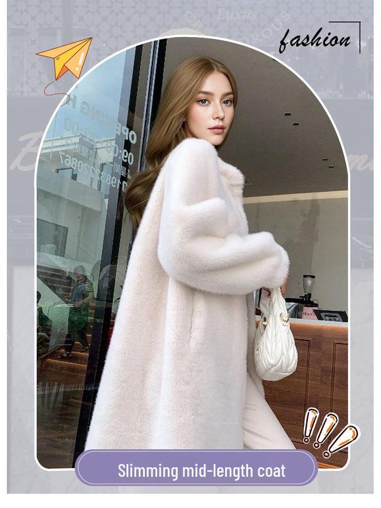 Women's Stylish Mink Fur Coat: Elegant Long Autumn & Winter Outerwear