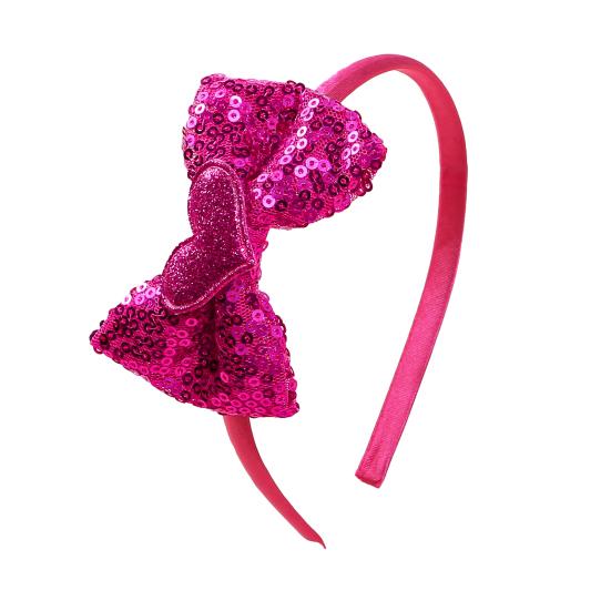 Girl Headband Sparkling Sequins Hearts Bow Decor Lightweight Hair Hoop Seamless Arc Design Party Hair Accessory