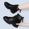 Martin boots women's flat British style short boots women's spring and autumn women's shoes leather black leather boots