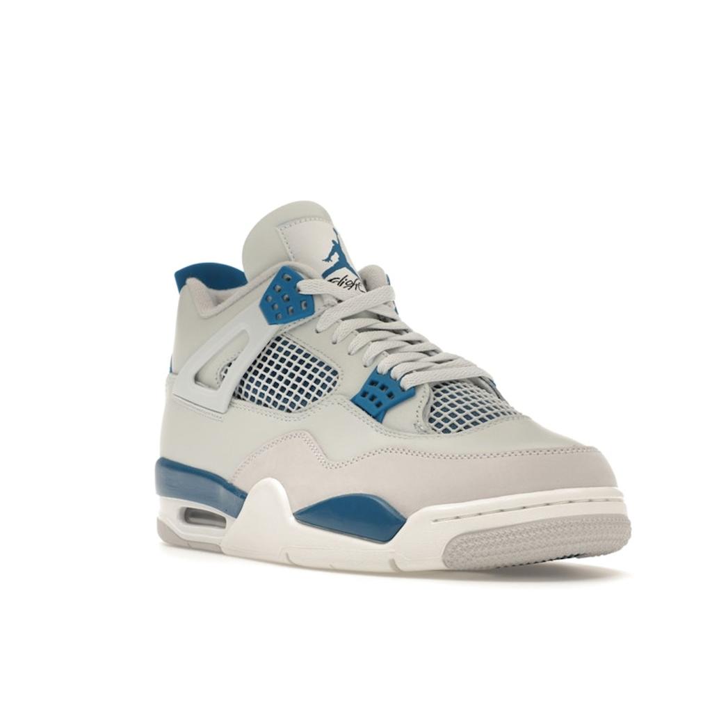 Air Jordan 4 Retro Military Blue 2024 Unisex Sneakers Cream Off-White Neutral-Grey FV5029-141