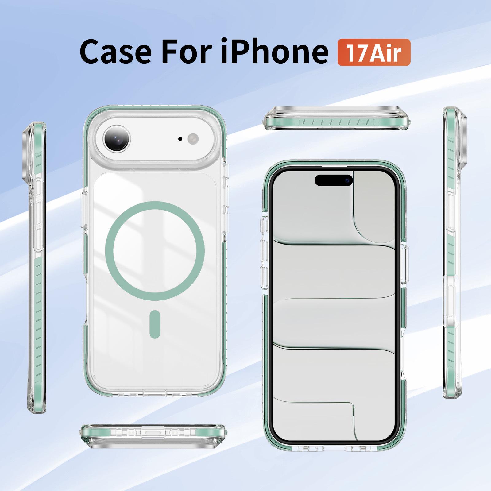 iPhone 17 Air Crystal Shield Color Strip Magnetic Ring Anti-Drop Case for iPhone 17 Pro iPhone 13 Pro