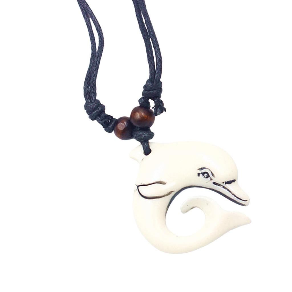 Resin Dolphin Charm Necklace Adjustable Length Neckchain Handmade Clavicle Chain Jewelry for Casual or Formal Wear