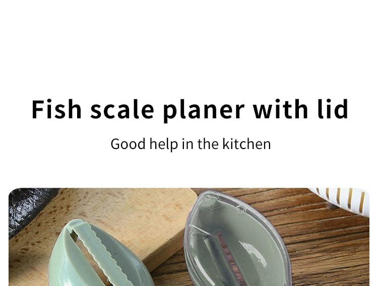 1 Fish Scale Grater With Cover Manual Green Fish Scale Removal Scraper With Storage Container Kitchen Gadget