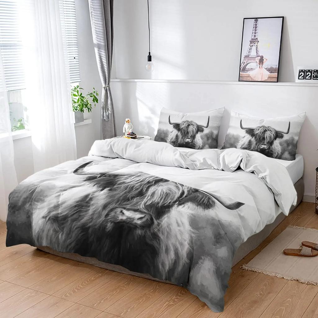 Cow Print Cow Skin Sunflower Soft Duvet Cover Carton Black plus White Beding for Women Children Kids Young Boys Young Girls Gifts for Bedrom Decoratio