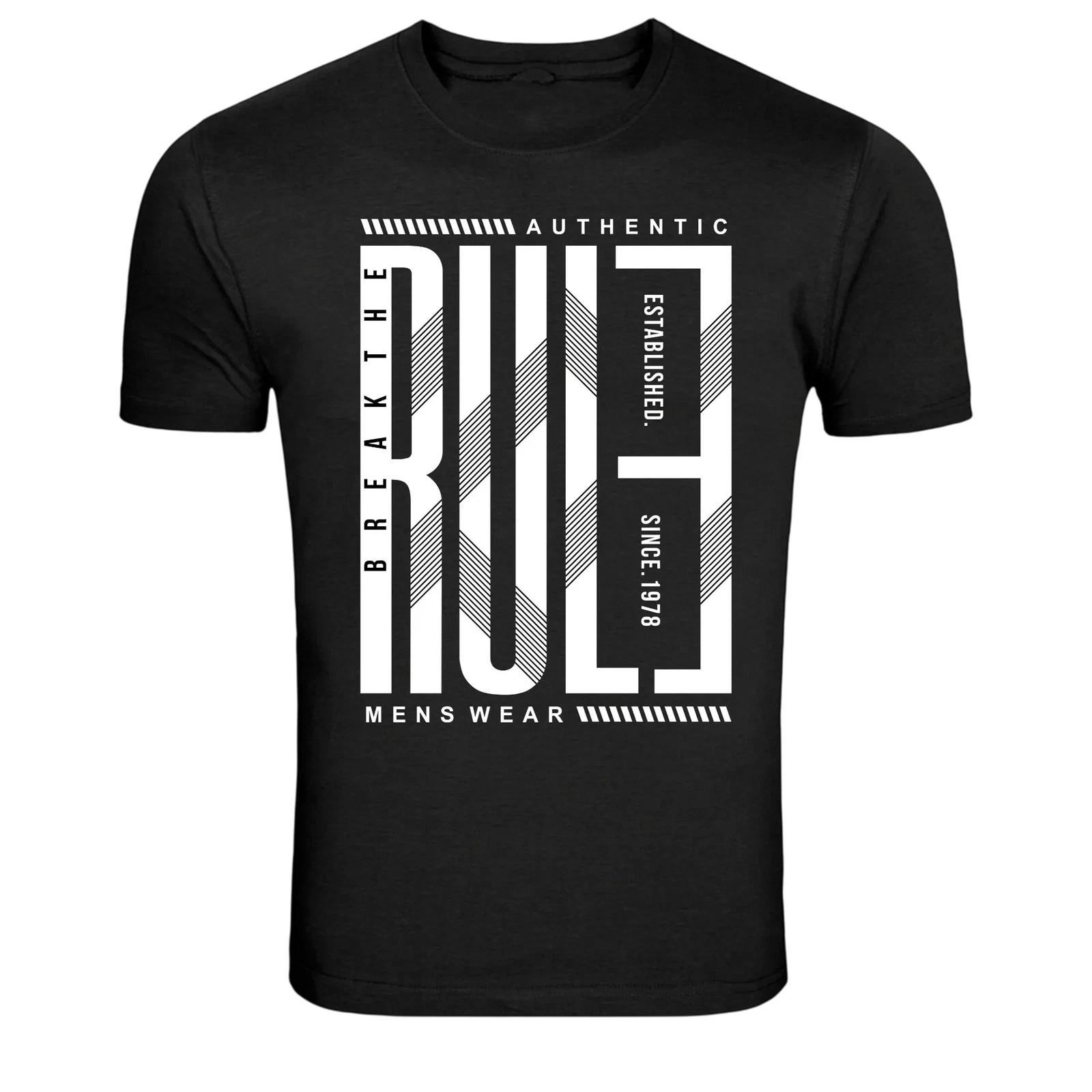 Break The Rules Menswear Typography Graphic T-Shirt 2XL