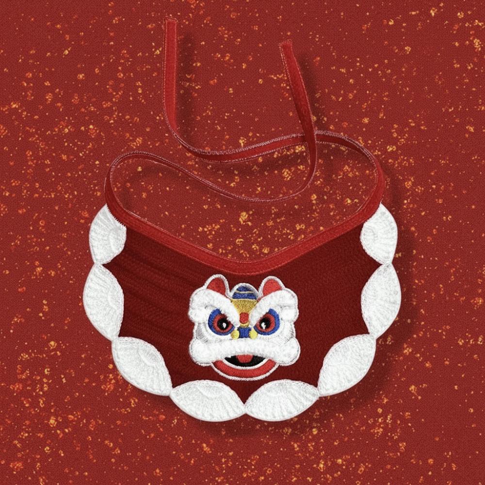 

Cartoon Pet Lion Dance Scarf Adjustable Dog Drool Bib Festive New Year Cat Scarf New Year L красный