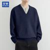ROMON Men's Faux Two-Piece V-Neck Knit Sweater
