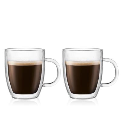 BODUM Cam Kupa Bardak BISTRO Bistro Çift Duvarlı Kupa 300ml 2'li Set Isı ve Soğuk Tutma Çift Duvarlı Isıya Dayanıklı Cam Mikrodalga Fırına Uygun Fırın