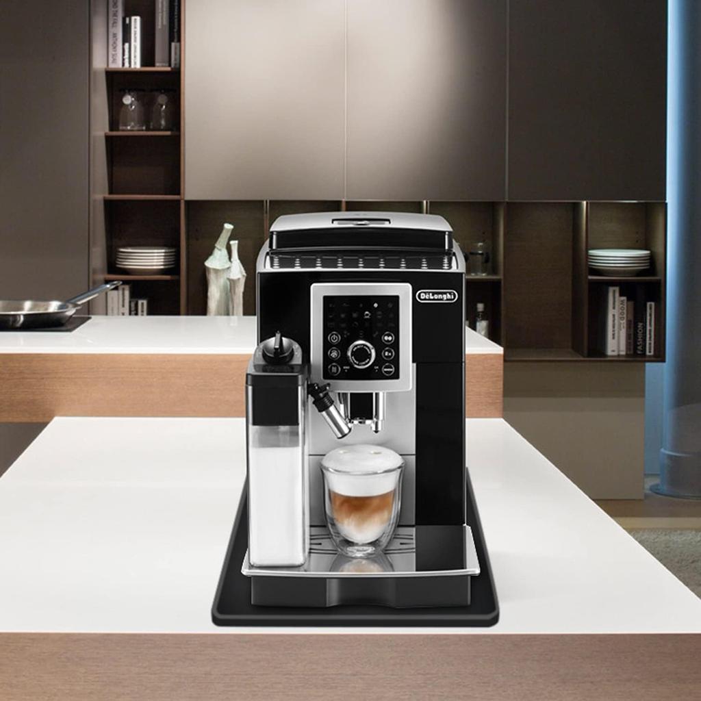 Silicone Mat Under Coffee Machine With Lip Coffee Maker Appliance Automatic Machines Espresso Accessory Black Multifunctional Rubber Base Mat (18.9 X