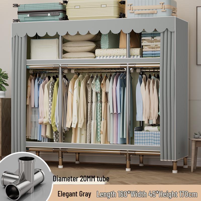 Sturdy Reinforced Steel Frame Fabric Wardrobe for Home & Bedroom Use