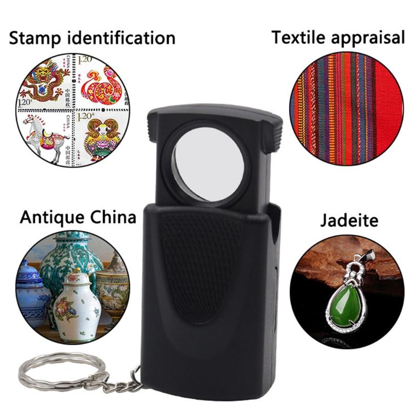 Beste Taschenlupe 45-fache Vergrößerung Schubladen-Lupe Vergrößerungsglas mit Licht Ideal zum Würdigen von Antiquitäten Schmuck