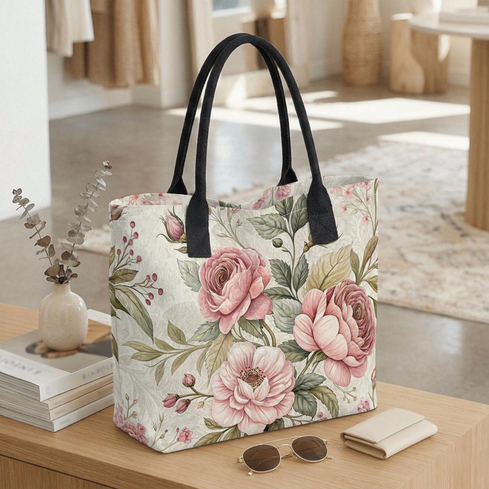 Bolso de Lona con Estampado Floral Vintage