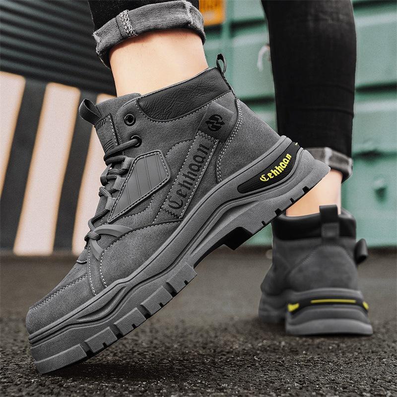Men's Autumn Outdoor Hiking Boots Men's High Top Medium Top Martin Boots Thick-soled Wear-resistant Tooling Shoes