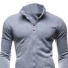 Men Zip-up Sweatshirt Mock Neck Long Sleeve Jacket Solid Color Full Zip Casual
