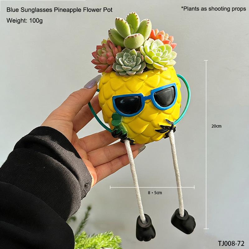 

Creative Sunglasses Pineapple Flowerpot Green Potted Plants Vase Container Home Courtyard Garden Decor Handicrafts Ornament Gift