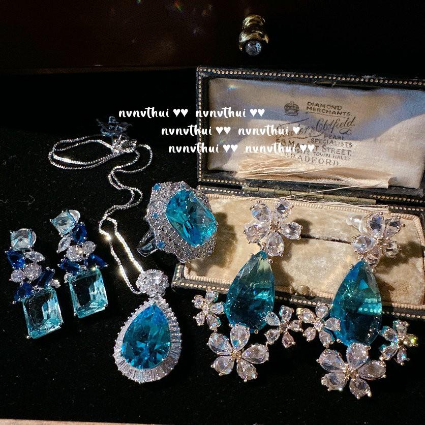 Bright Star Hippo Eye Water Drop Gem Earrings, Sparkling, Curved Ladder Square Zircon Earrings, Wing Brooch