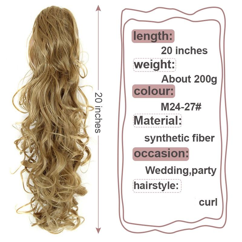 20Inch Synthetic Women Claw On Ponytail Clip In Hair Extensions Wavy Curly Style Pony Tail Hairpiece