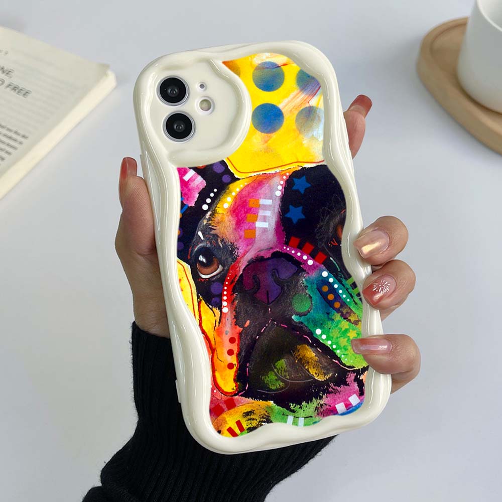 Samsung Galaxy A13 A53 A24 A14 Xiaomi Poco X5 Redmi 13C 12C 10C Huawei Honor 90 Lite Cases A44 French Bulldog Dog Exclusive Cream Pattern Soft Case