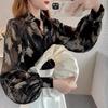 Ladies Temperament Top Tihua Printed Shirt Loose Lantern Sleeve Flower Shirt Niche Design Chiffon Shirt