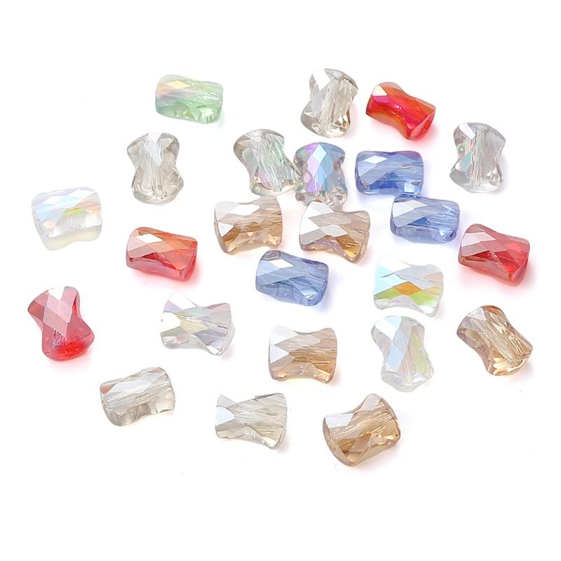 10Pcs Crystal Glass Beads Bow Loose Spacer Beads for Jewelry Making DIY Bracelet Necklace