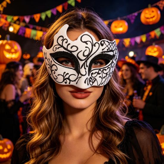 Men Half Face Mask with Elastic Band Vintage Glitter Half Face Guard Eye Mask Halloween Costume Masquerade Party Stage Performance Accessories