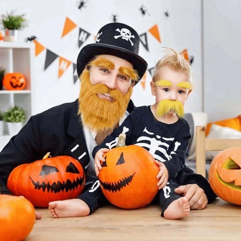 Self Adhesive Fake Beard Yellow Color Cosplay Outfit Accessories Mustaches Set  Outfit Styling