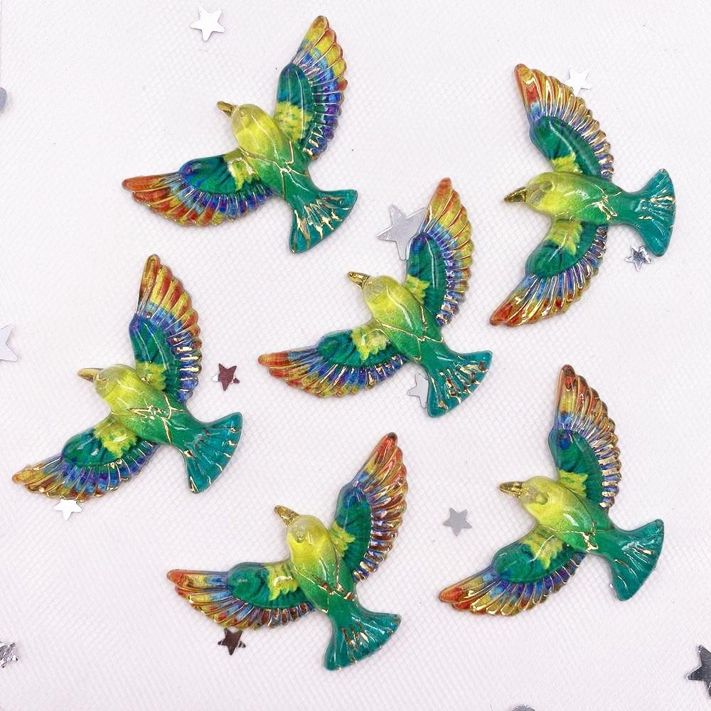 

20шт смолы блестящие красочные птица Flatback горный хрусталь альбом для вырезок 1 отверстие 19mm*30mm