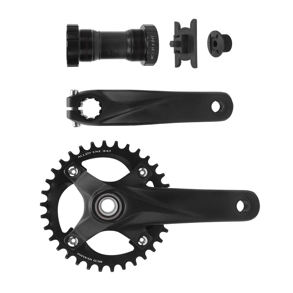 Kids Cycle Crankset with Bottom Bracket Hollow Integrated BCD104mm 34T Aluminum Alloy Cycle Chainrin