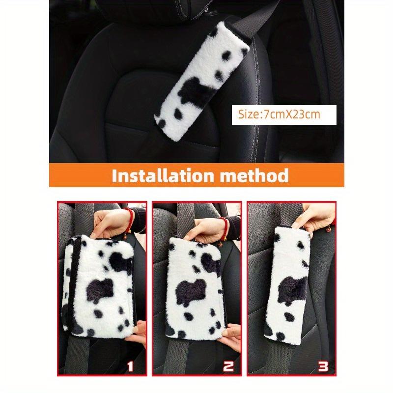 1pc Cow Plush Car Seat Belt Cover Shoulder Pad Decoration