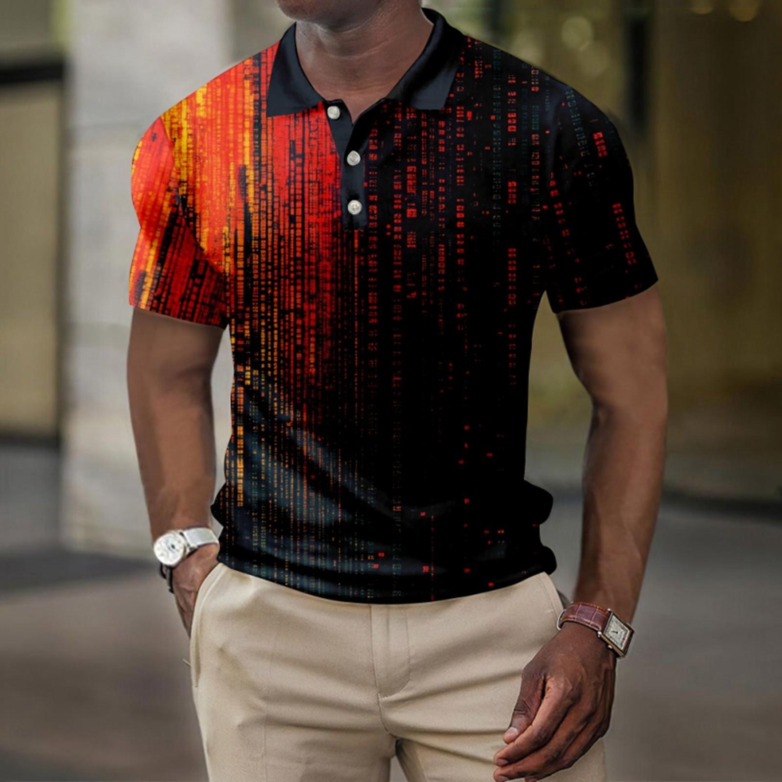 

Мужская летняя рубашка для гольфа с принтом Botton, короткий рукав, мужская повседневная модная рубашка XXXL красный