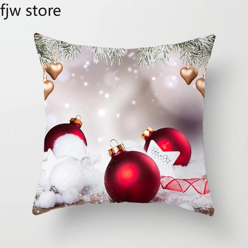Christmas New Year Decoration Pillowcase  Ball Pendant Printed Throw Pillow Cover Sofa Cushion  Home