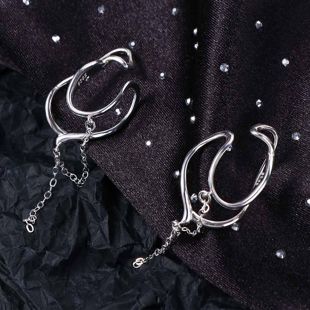 No Pierced Punk Chain C Shape Clip On Earrings Korean Ear Cuff Dangle Earrings Women Ear Clip