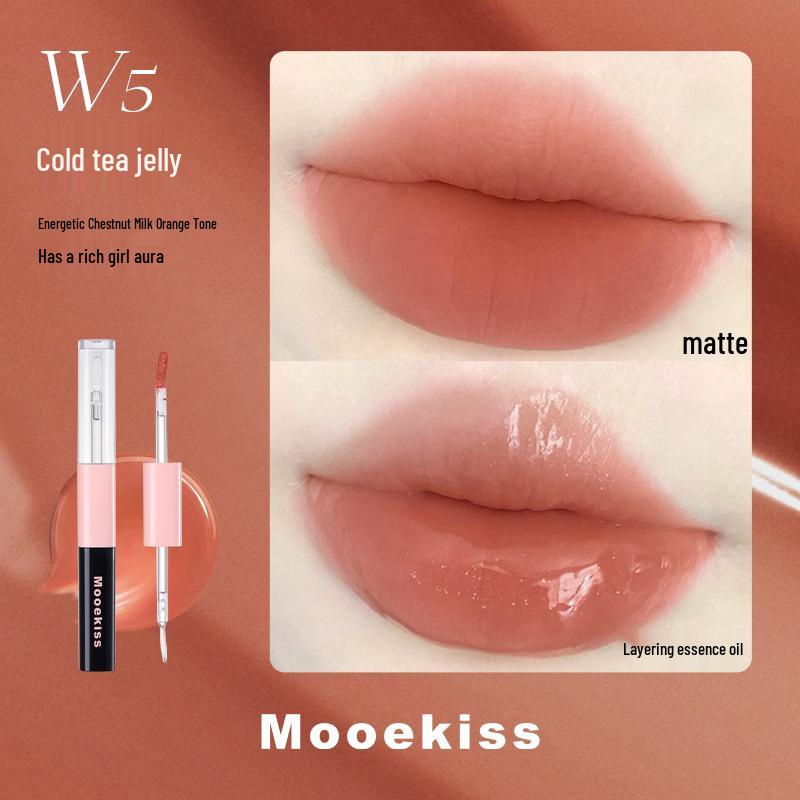Двусторонний мусс для губ Mooekiss: Помада с двойным эффектом: блеск и стойкость