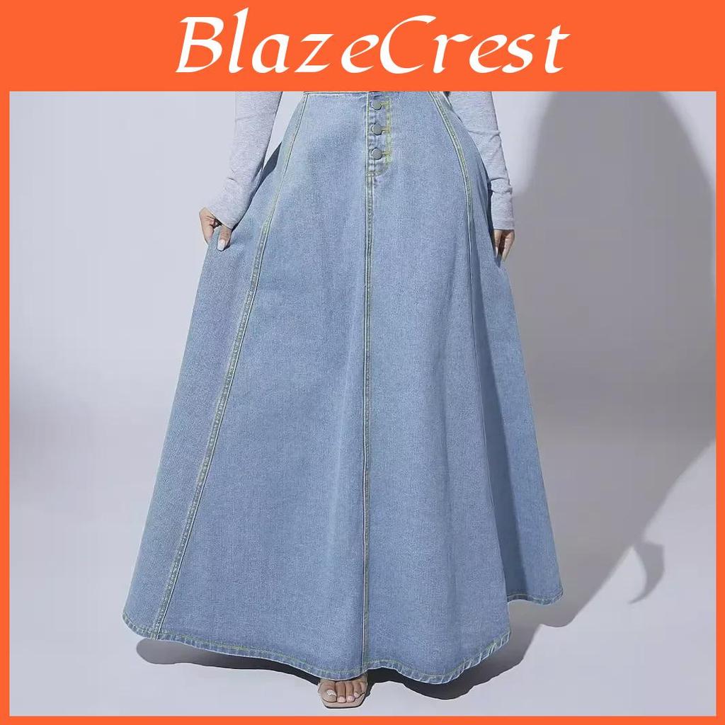 Denim Womens Aline Singlebreasted Retro Skirt With Stylish Design