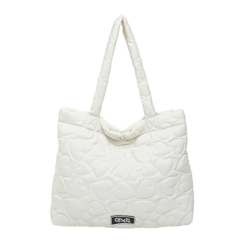 Korean Style Sweet Quilted Love Down Cotton Bag Girls All-matching Tote Light Casual Shoulder