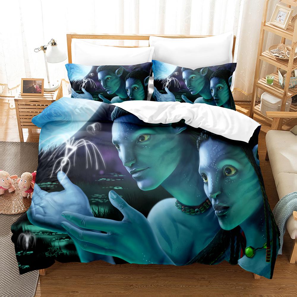 Cartoon-Avatar-Print Bettwäsche-Set 2D-Druck Bettbezug Kissenbezug Queen King Bettdeckenbezug