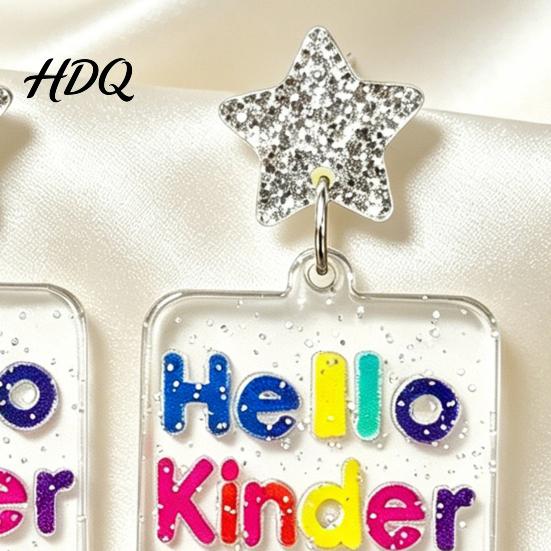 Creative School Season Jewelry 1 Pair Back to Earrings Colorful Acrylic Letter Dangle Campus Atmosphere Accessories Drop First Day of Appreciation