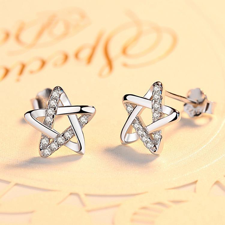925 Sterling Silver Female Luxury Crystal Round Stud Earrings Vintage Wedding Jewelry White Zircon Stone Earrings New Nice
