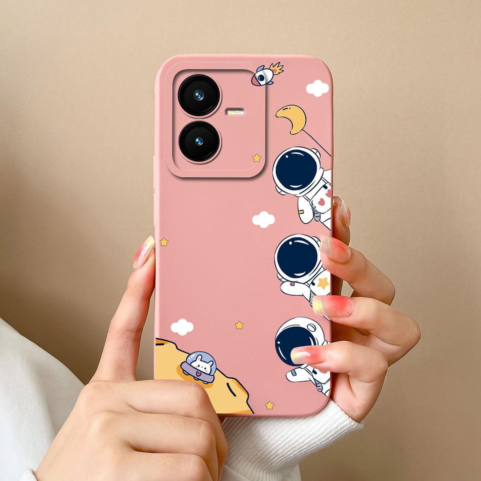 Cases For Vivo Y22 Y22S Flower Liquid Silicone Camera Lens Protection Phone Back Cover For VivoY22 Vivo Y 22 Y22 S Coque Bumper