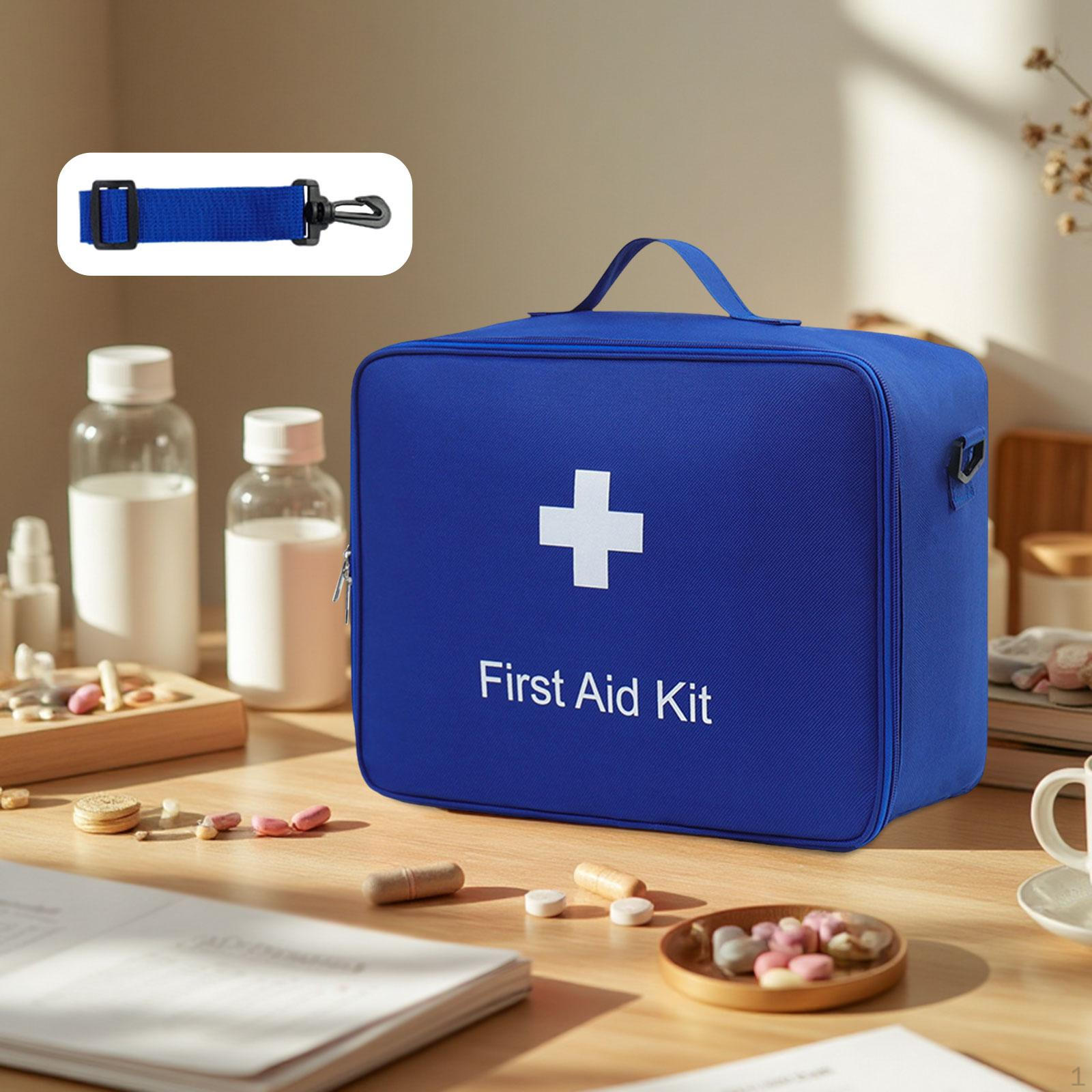 

First Aid Bag Storage Emergency Supply Organizer Empty with Top Handle and Shoulder Strap for синий