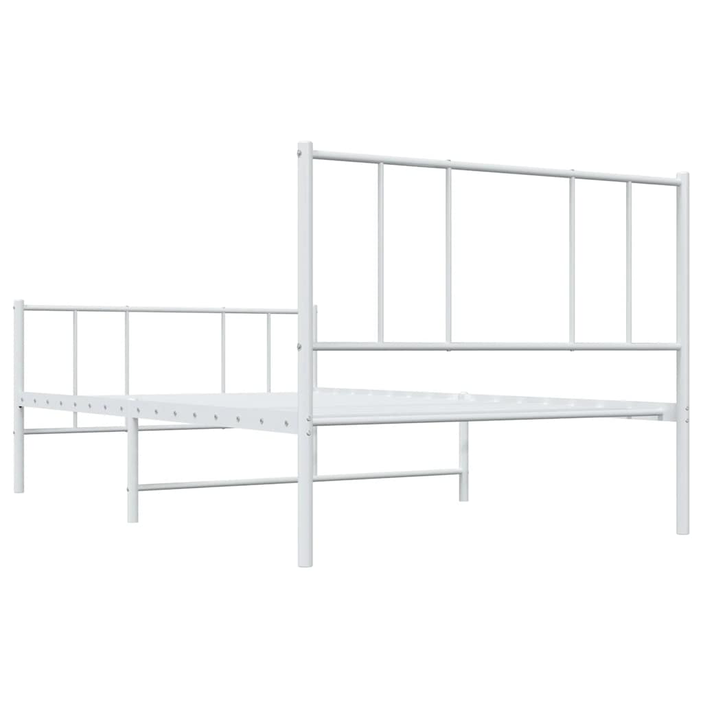 Vidaxl Metalowa Rama Łóżka Z Wezgłowiem I Zanóżkiem, Biała, 90X200 Cm