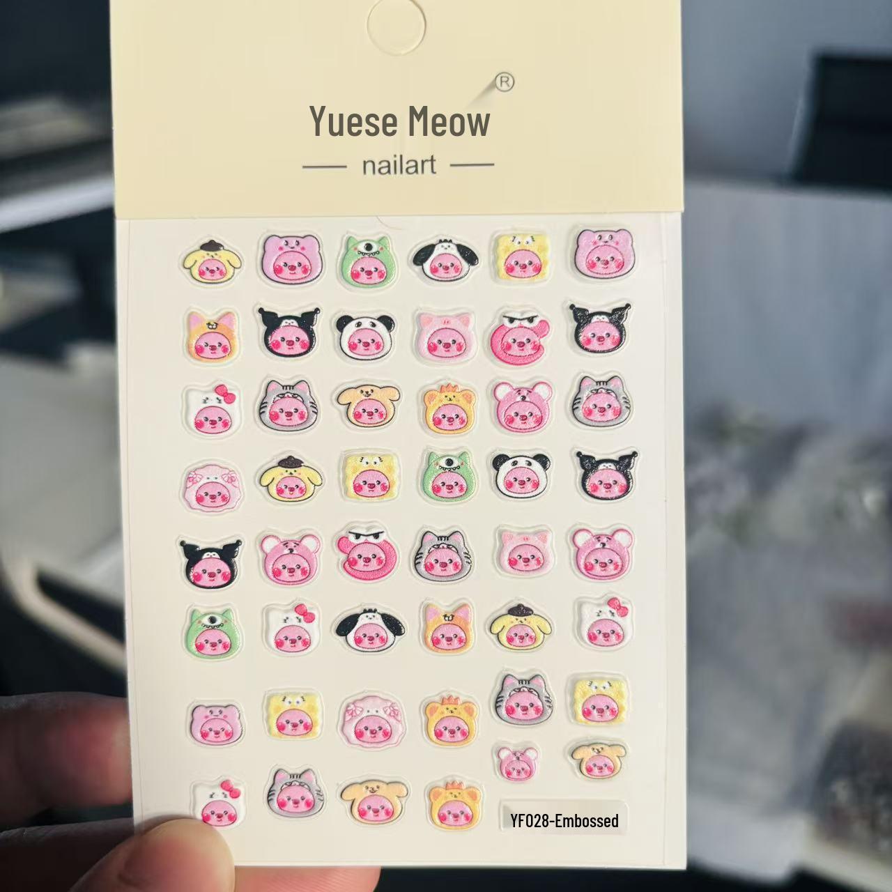 Embossed Ruby Cartoon Nail Art Stickers - Internet Celebrity Hot Item, High-Style Ins Design. YF028