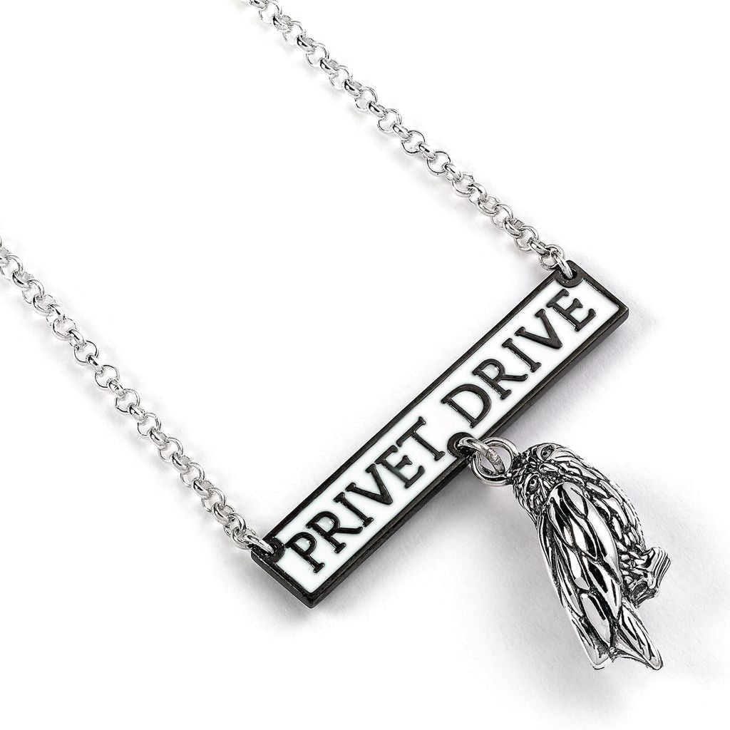 HARRY POTTER Sterling Silver Privet Drive Necklace with Hedwig Charm