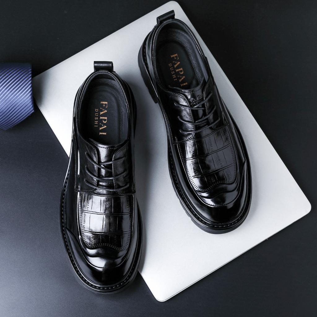 Wenzhou Leather Shoes Men's High-end Leather Men's Shoes First Layer Cowhide Business Dress Wedding Derby Shoes Trendy Autumn New Models