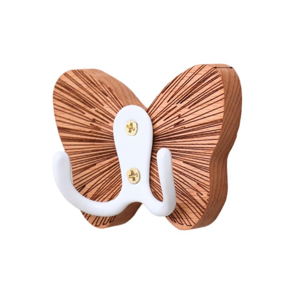 Butterfly Design Self-adhesive Coat Hanger Double Hook Hanging Key Holder Home Decoration