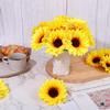 1/7-Kopf Sonnenblumenstrauß Kleines Bündel DIY Florale Materialien Simulationsblumen Realistische Seide Hochzeitsstrauß Fotografie Requisiten