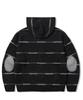 TRILLION Washable Wool Hairy Stripe Hooded Zip-Up Knit_Black