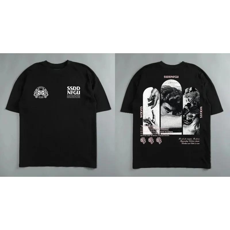 Darc Sport Vlci Gym Trička Nadměrná Cvičební Fitness Darcsport Pánské Oblečení Grafický DTG Potisk Darcs Sport Vlčí Trička