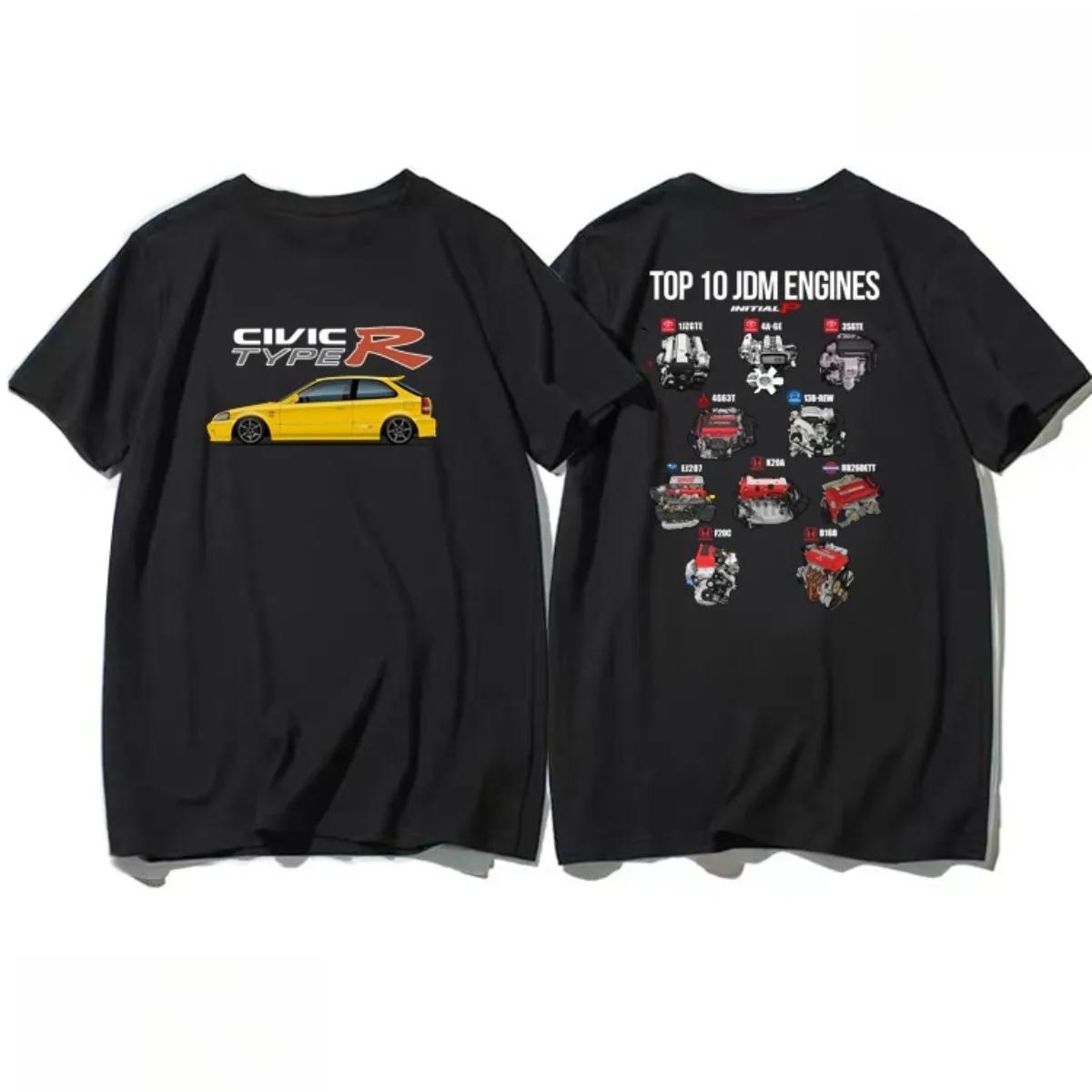 

Honda Civic FD2 Sports Car K20 Engine Fit Car JDM Racing T-shirt Short-sleeved Cotton Cultural Shirt Customization XXXL червоний