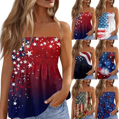 Sommer Schlauchtops für Damen, Niedliches Sexy Off-Shoulder Print Ärmelloses T-Shirt